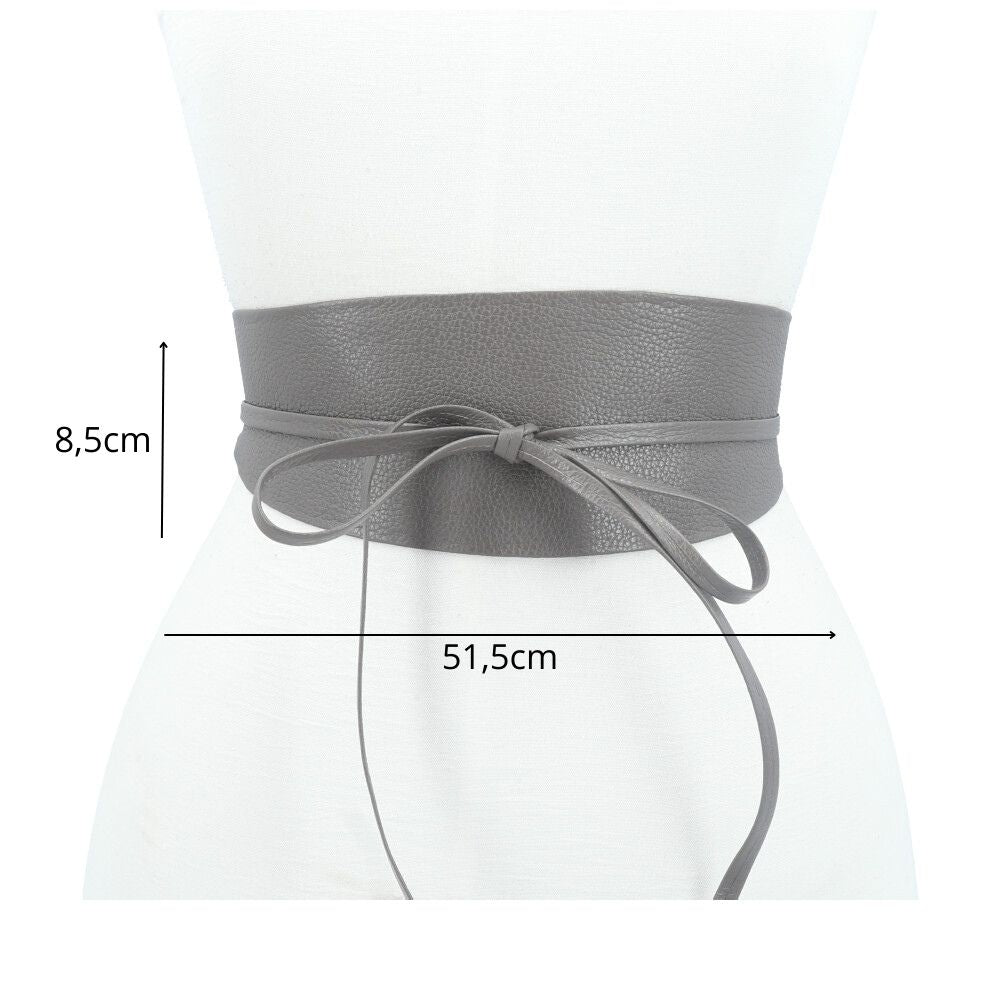 Cinto Faixa Feminino Couro Legítimo Cinza