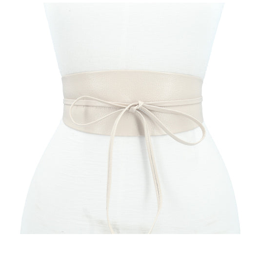 Cinto Faixa Feminino Couro Legítimo Marfim