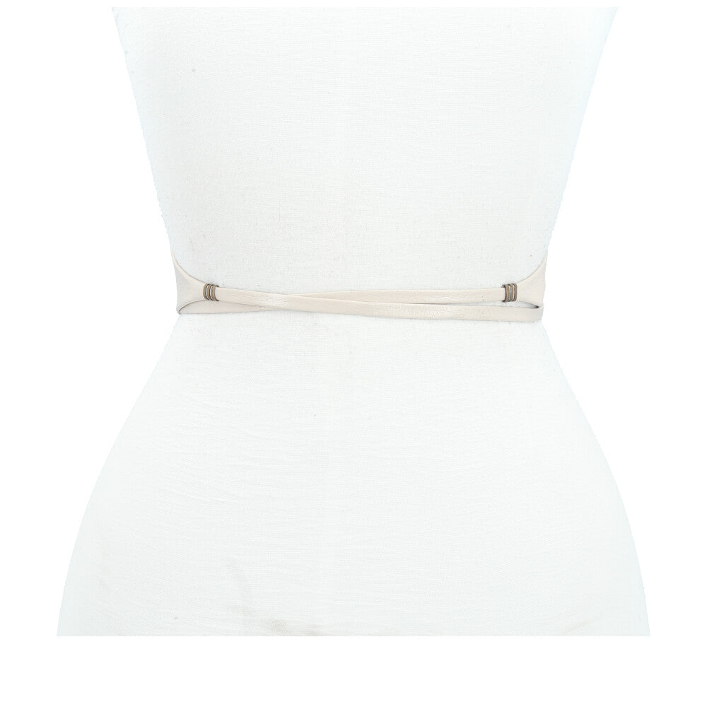 Cinto Faixa Feminino Couro Legítimo Marfim