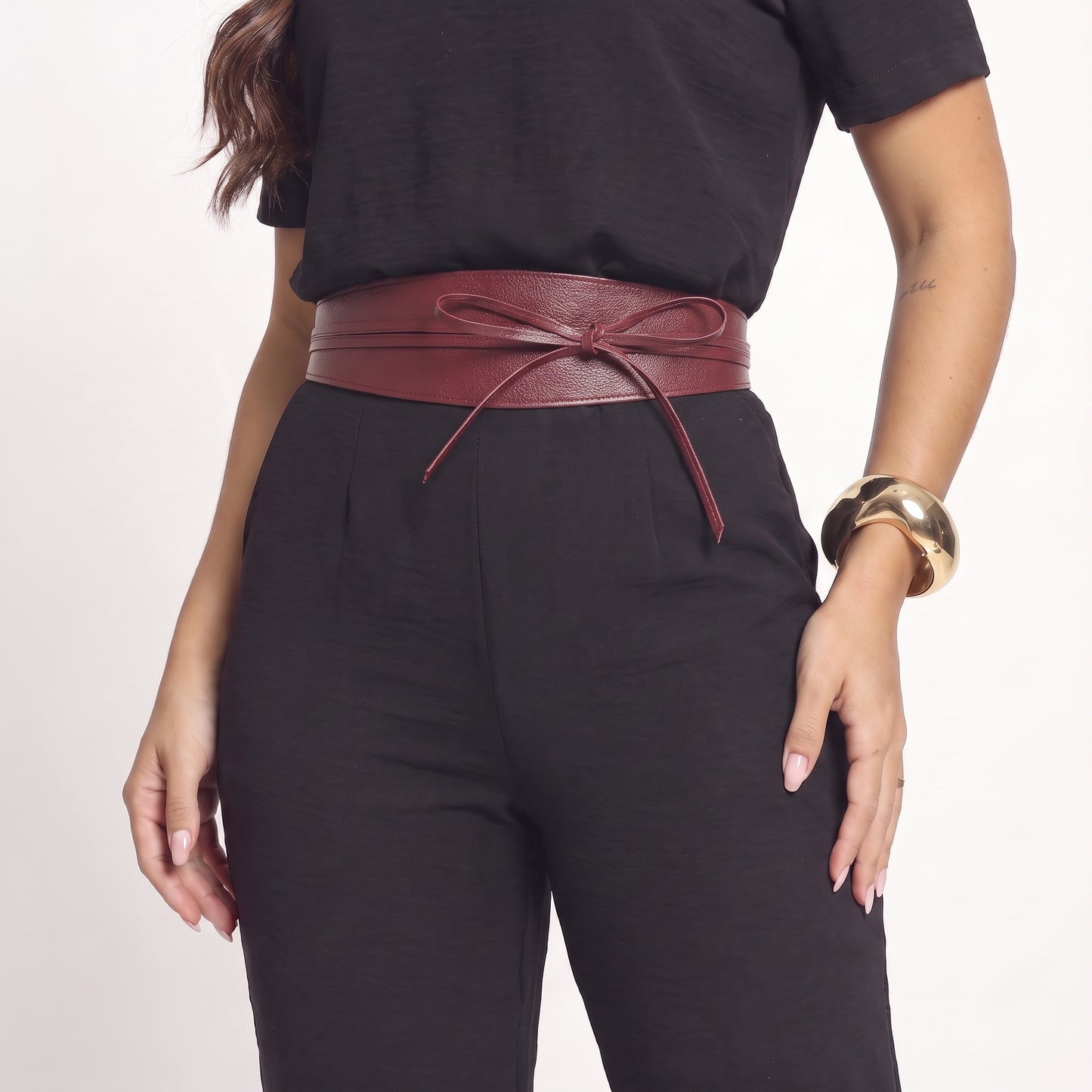 Cinto Faixa Feminino Couro Legítimo Vinho