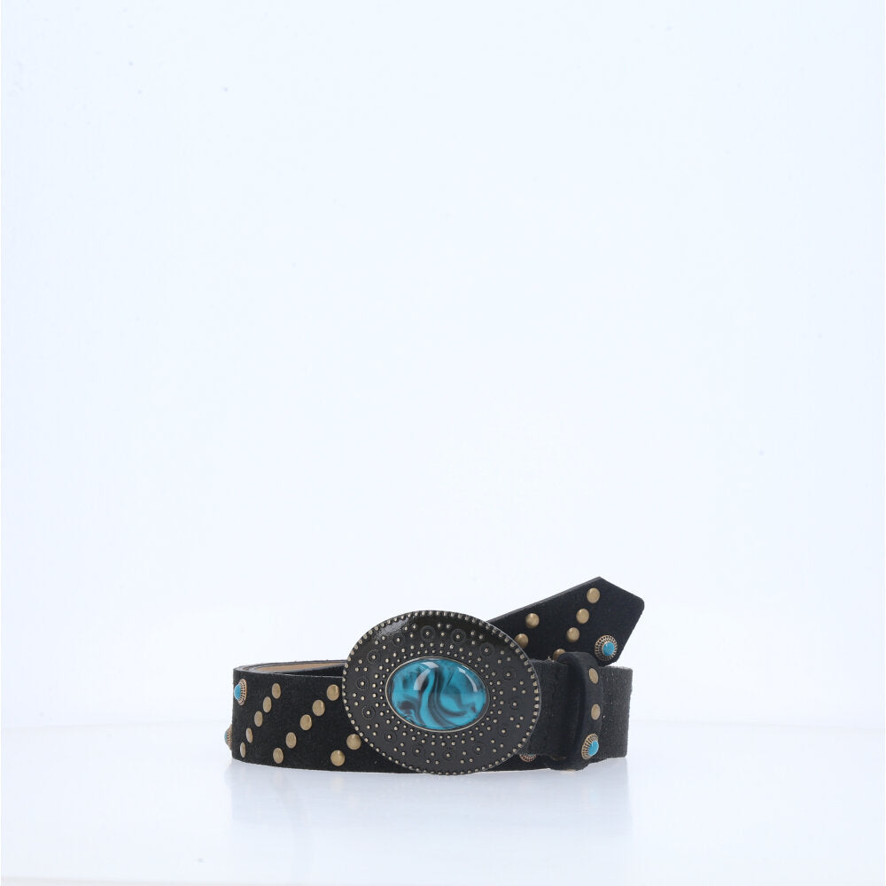 Cinto de Couro Boho com Tachas Preto