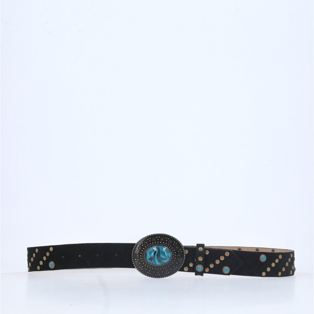 Cinto de Couro Boho com Tachas Preto