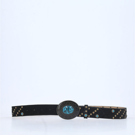 Cinto de Couro Boho com Tachas Preto