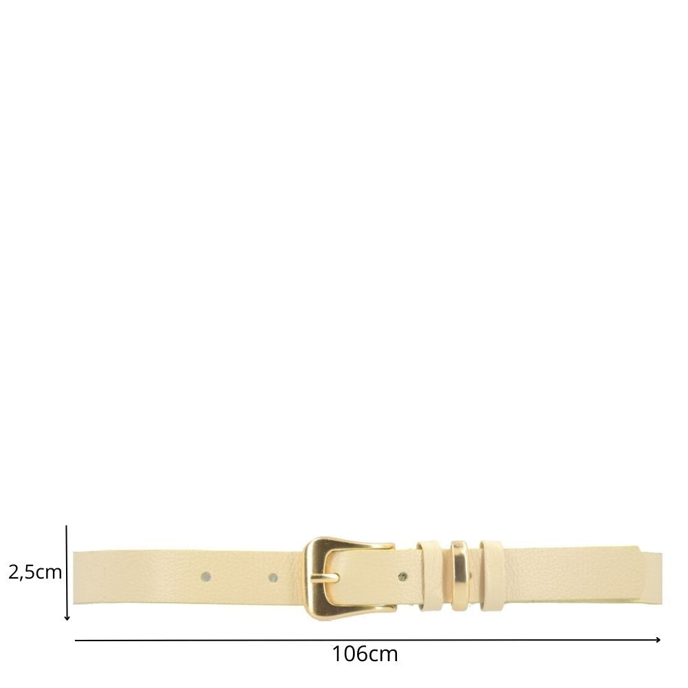 Cinto em Couro com Fivela Metalizada Amarelo