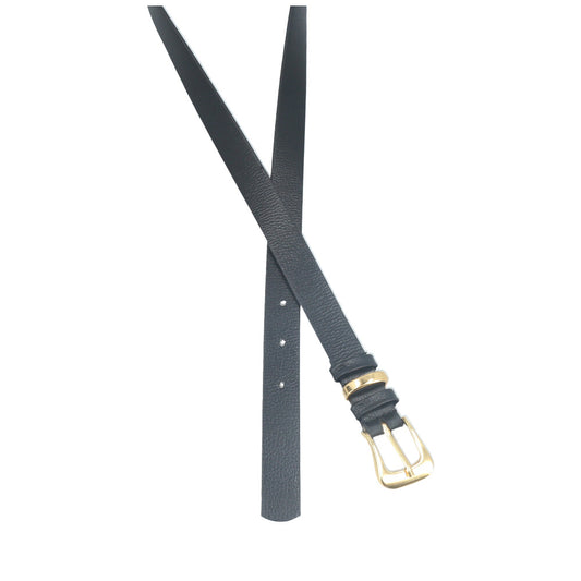 Cinto em Couro com Fivela Metalizada Preto