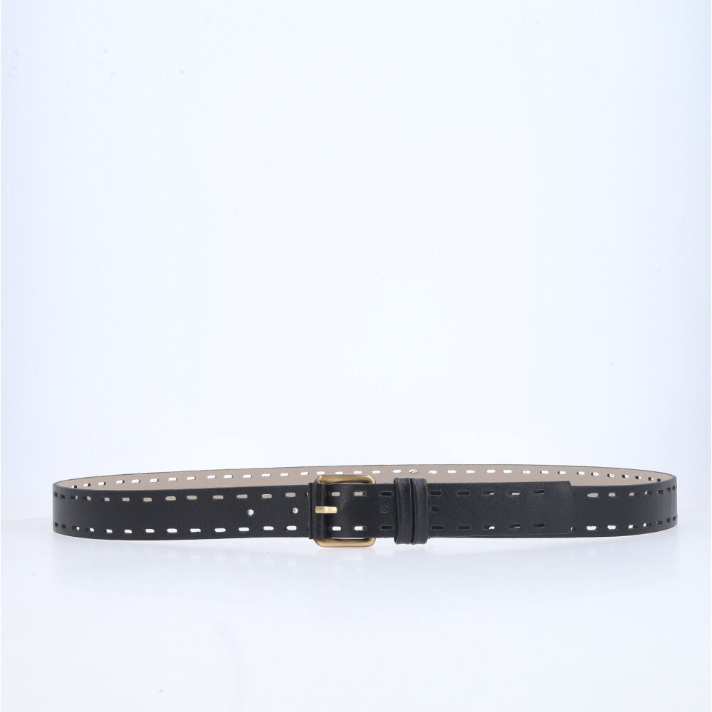 Cinto Plus Size Couro Legítimo com Detalhe Vazado Preto