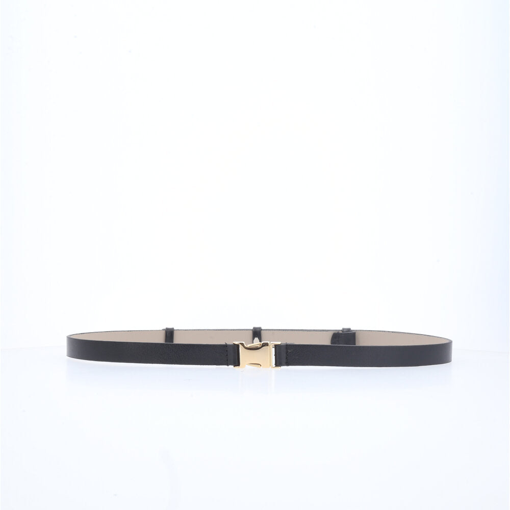 Cinto de Couro com Fivela Engate Preto