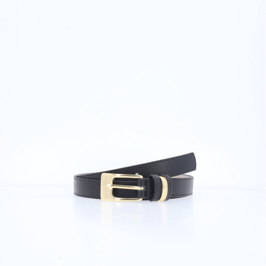 Cinto de Couro com Fivela de Metal Preto