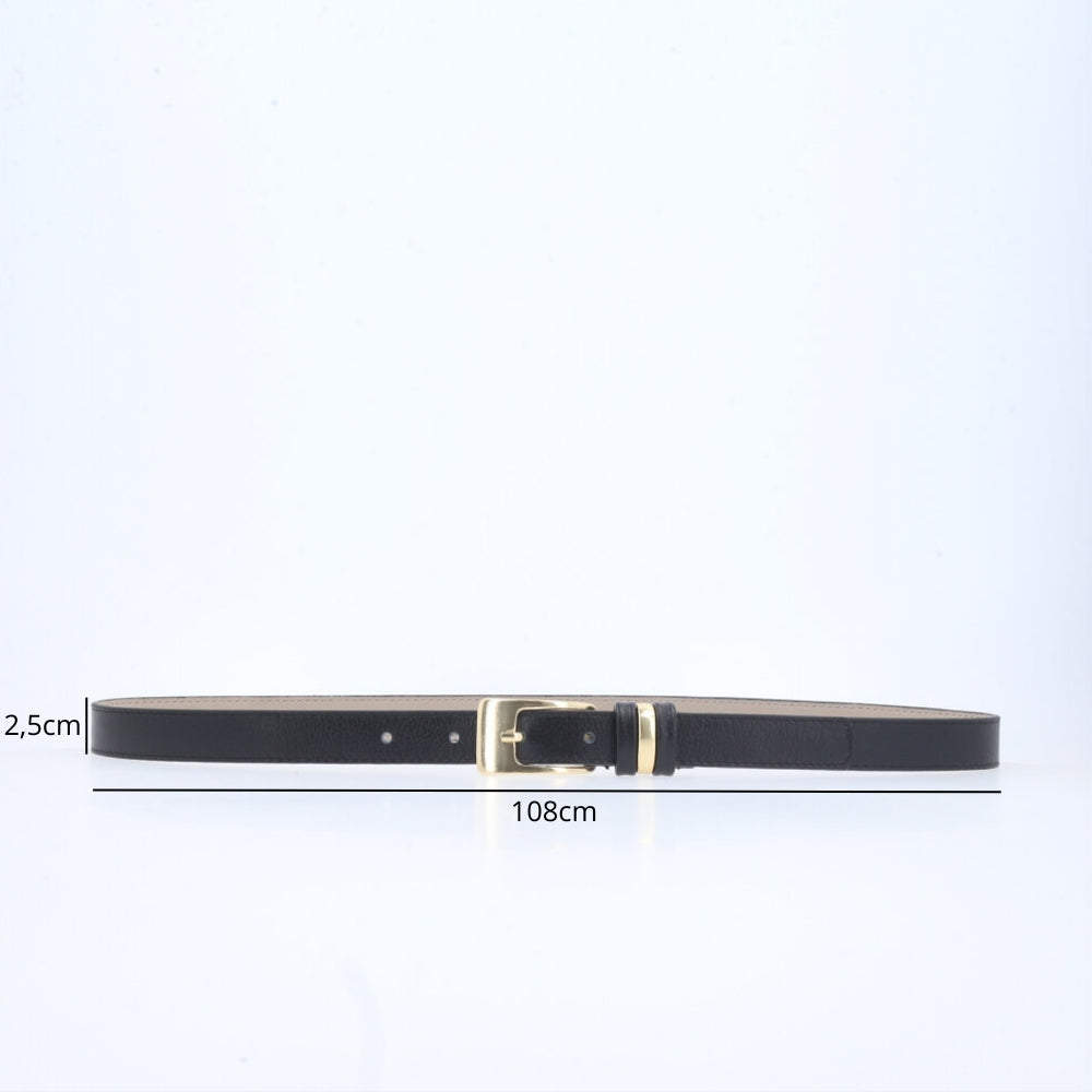 Cinto de Couro com Fivela de Metal Preto