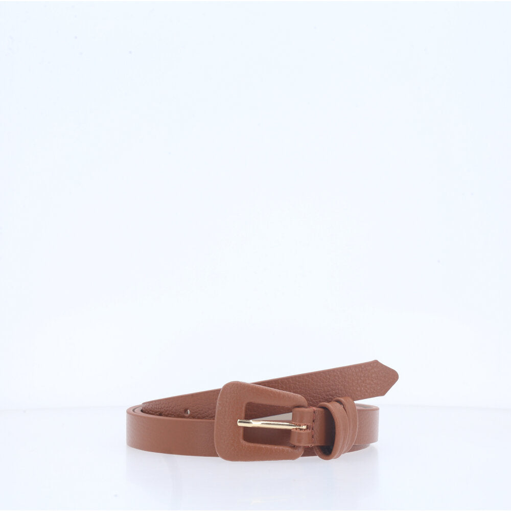 Cinto de Couro Plus Size com Fivela Encapada Caramelo
