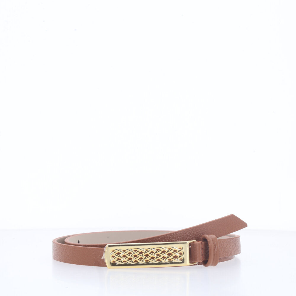 Cinto Feminino de Couro Clássico Caramelo