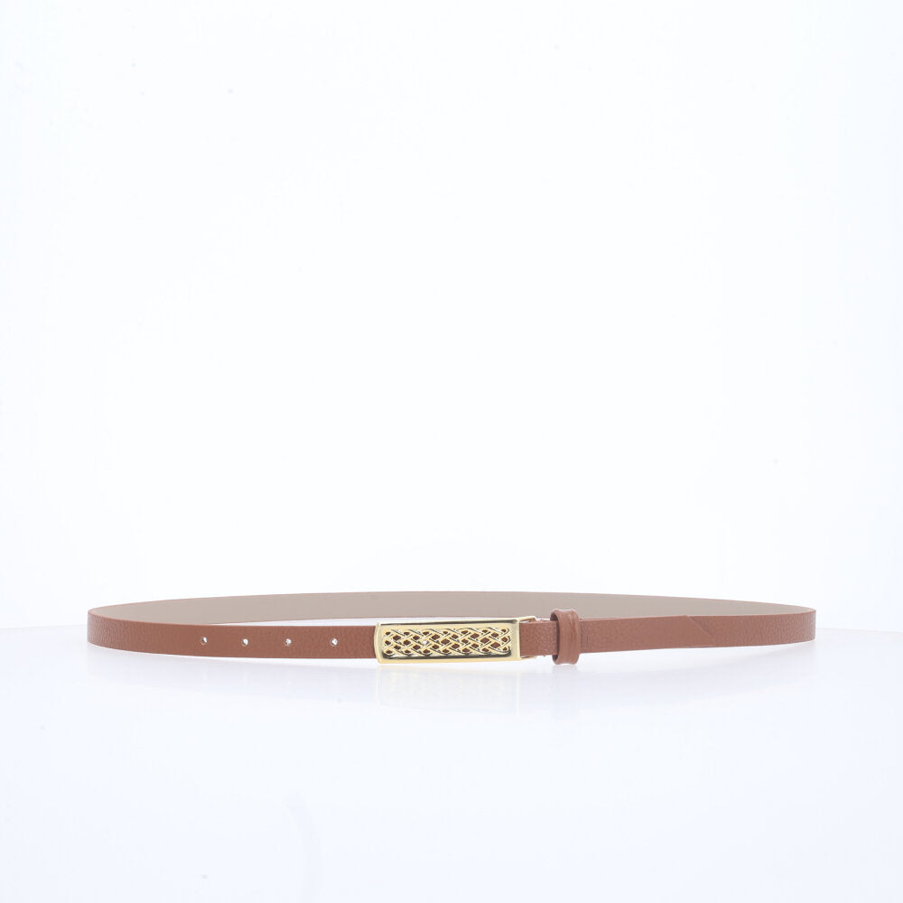 Cinto Feminino de Couro Clássico Caramelo