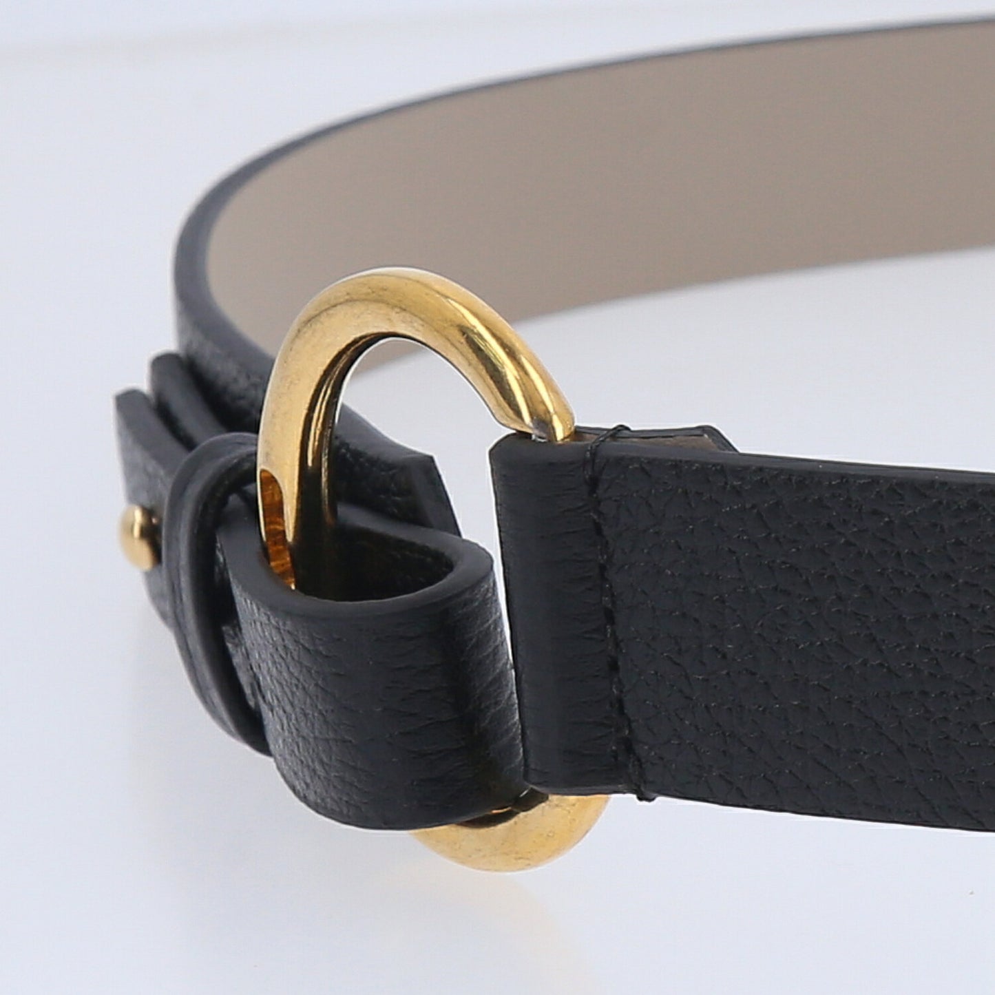 Cinto de Couro com Fivela Dupla Redonda Preto