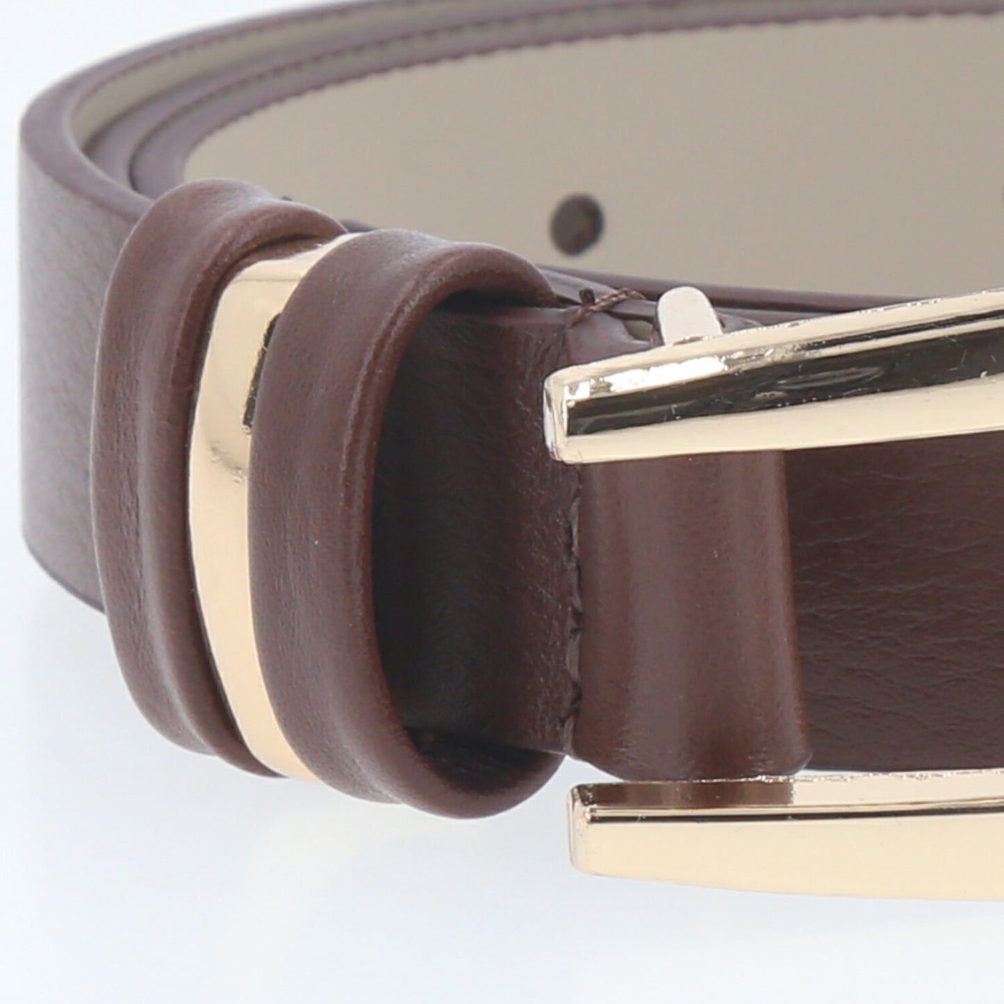 Cinto de Couro Elegante com Fivela Dourada Marrom escuro