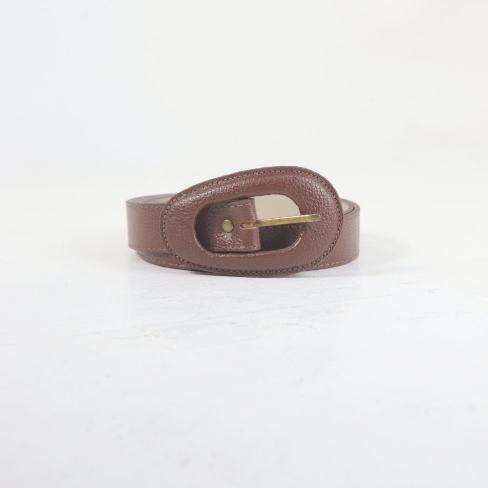 Cinto de Couro com Fivela Encapada Marrom