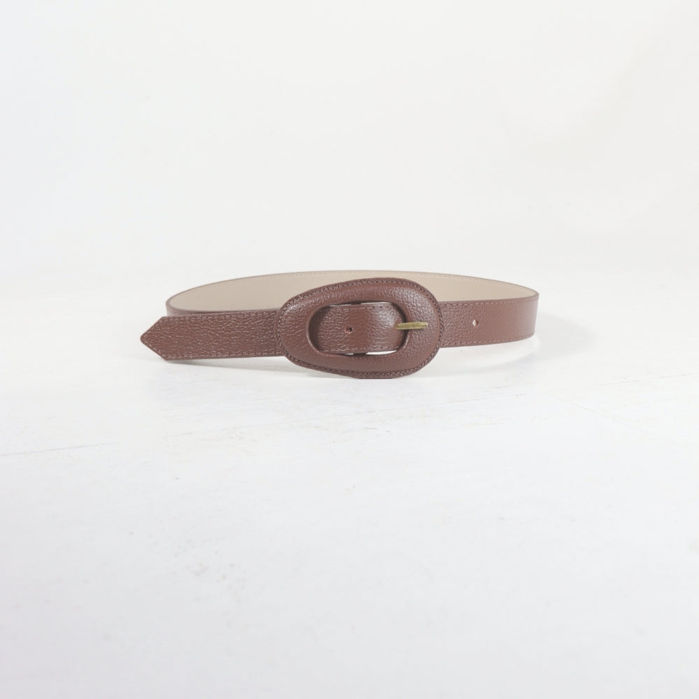 Cinto de Couro com Fivela Encapada Marrom