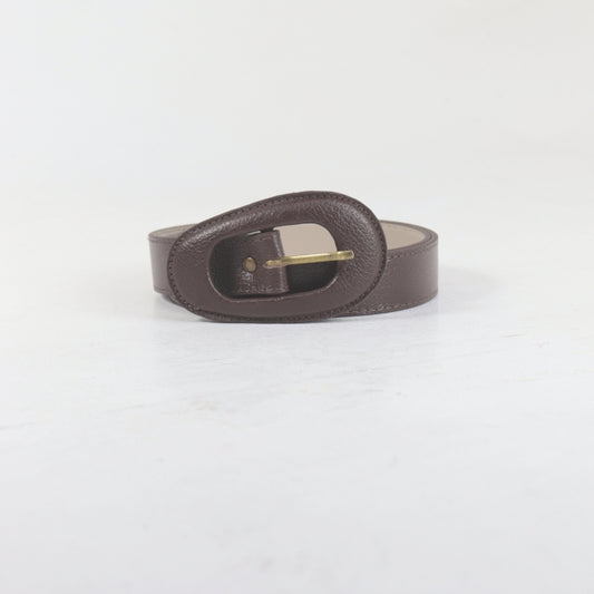 Cinto de Couro com Fivela Encapada Marrom escuro