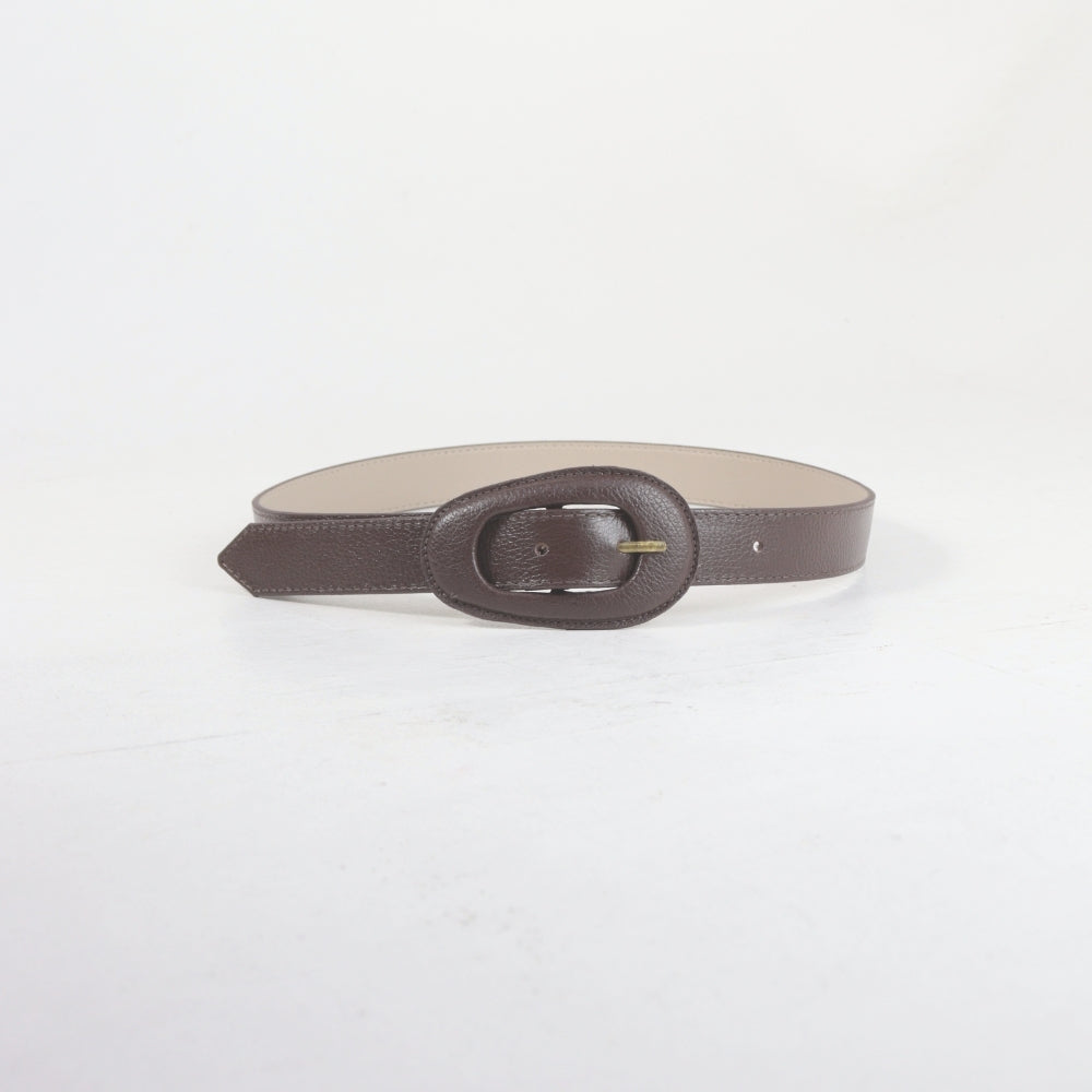 Cinto de Couro com Fivela Encapada Marrom escuro
