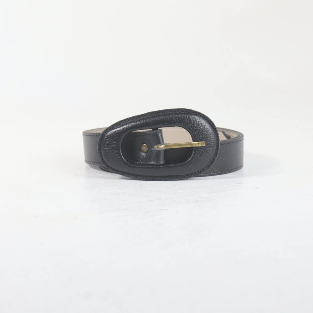 Cinto de Couro com Fivela Encapada Preto
