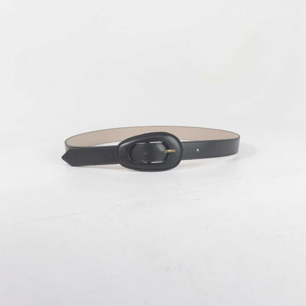 Cinto de Couro com Fivela Encapada Preto