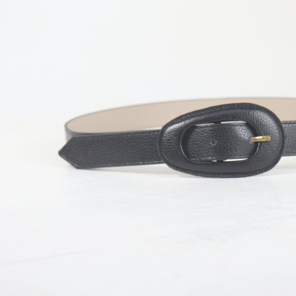 Cinto de Couro com Fivela Encapada Preto