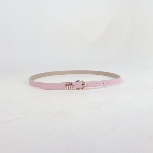 Cinto de Couro com Fivela Meia Lua Metalizada Rose