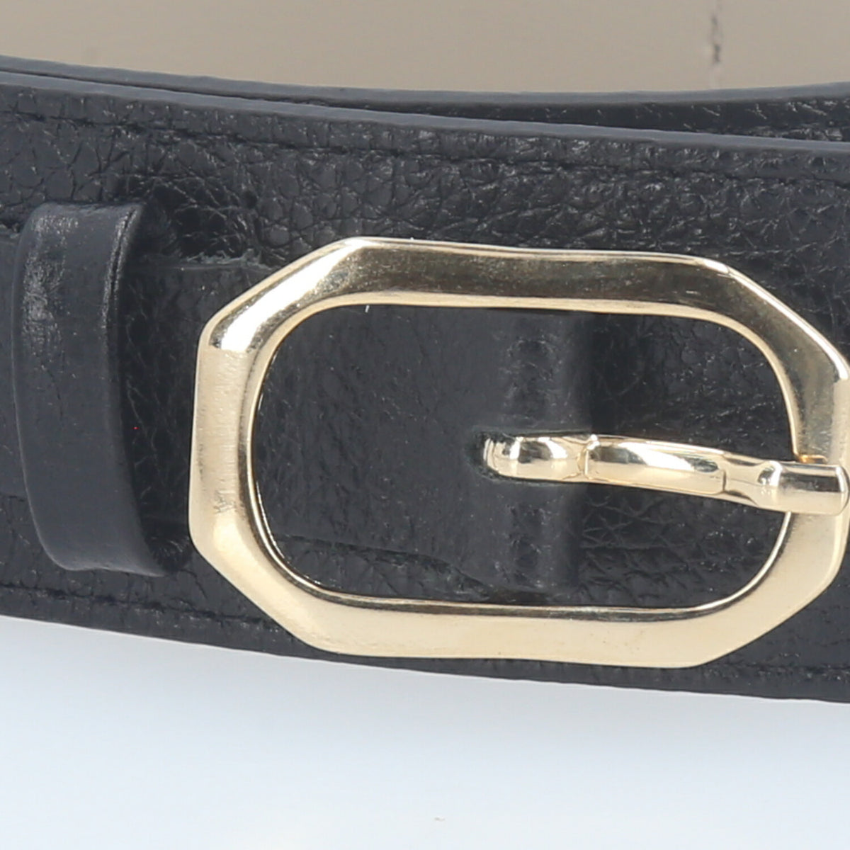 Cinto de Couro Estilo Faixa Larga com Duas Fivelas  Preto