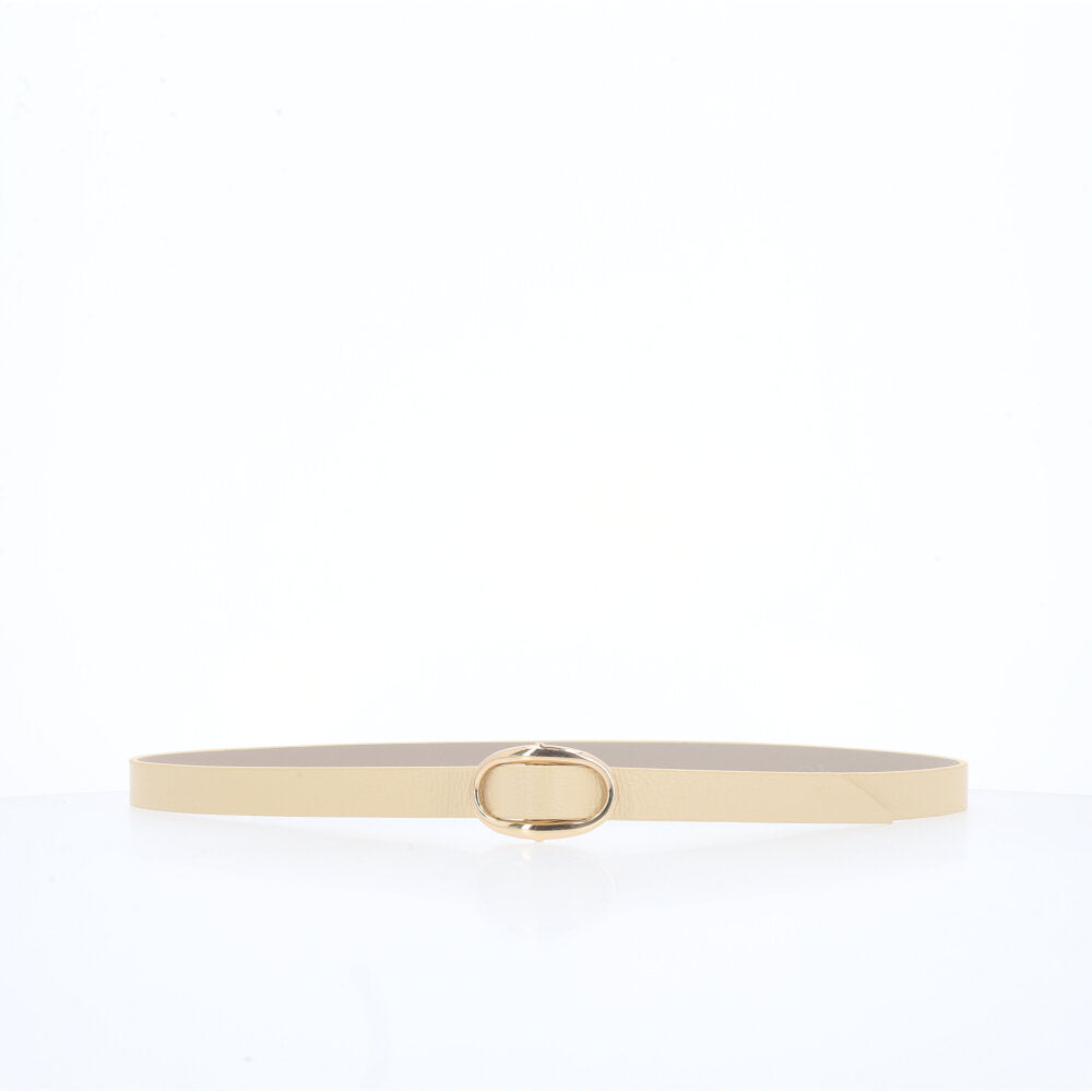 Cinto de Couro com Fivela de Metal Amarelo
