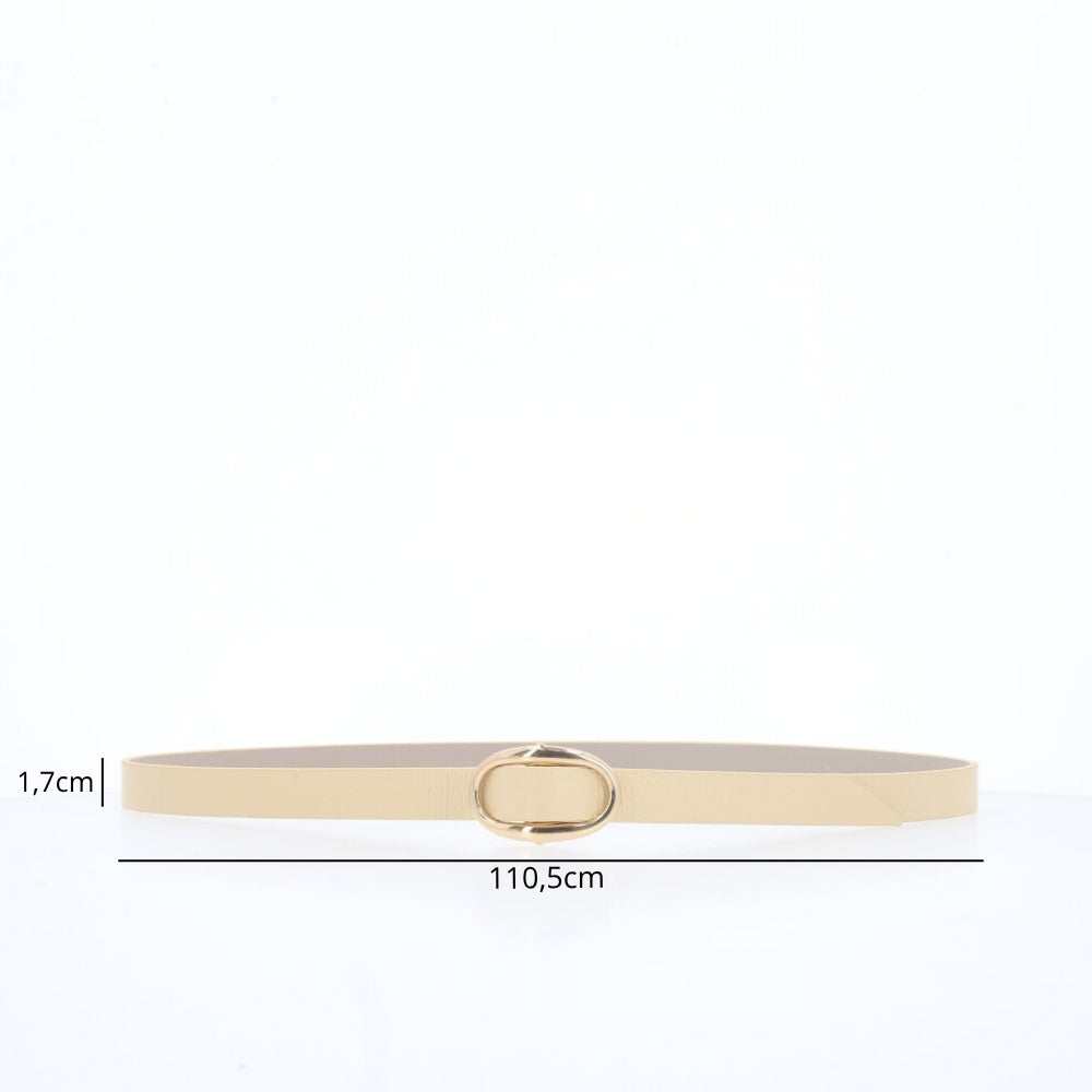 Cinto de Couro com Fivela de Metal Amarelo