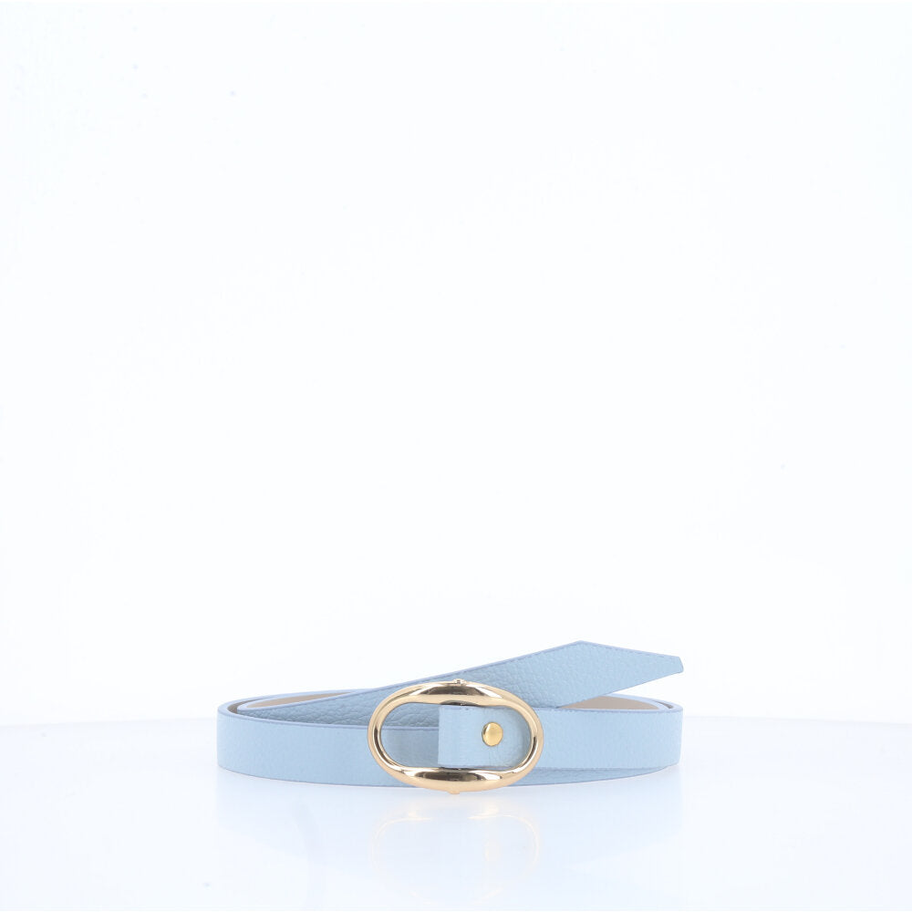 Cinto de Couro com Fivela de Metal Azul
