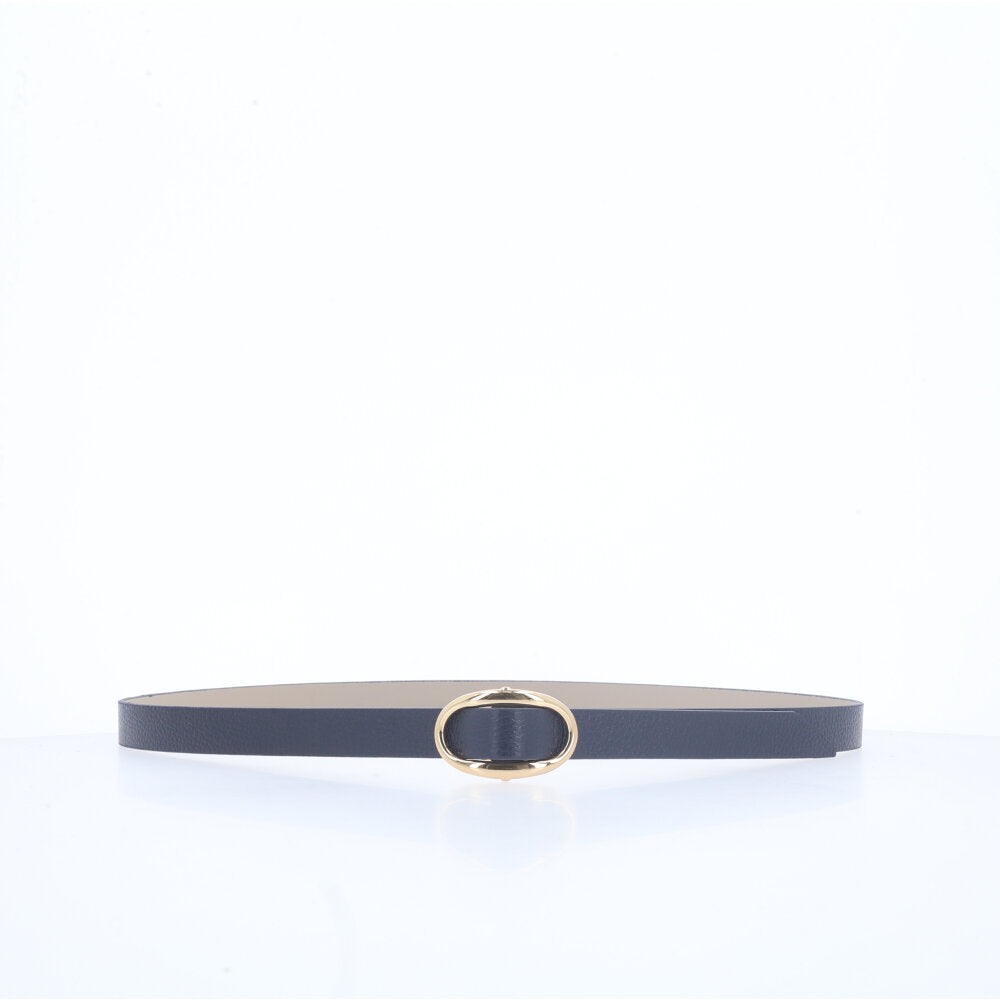 Cinto de Couro com Fivela de Metal Azul escuro