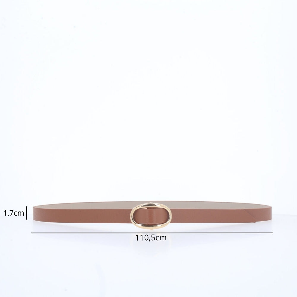 Cinto de Couro com Fivela de Metal Caramelo