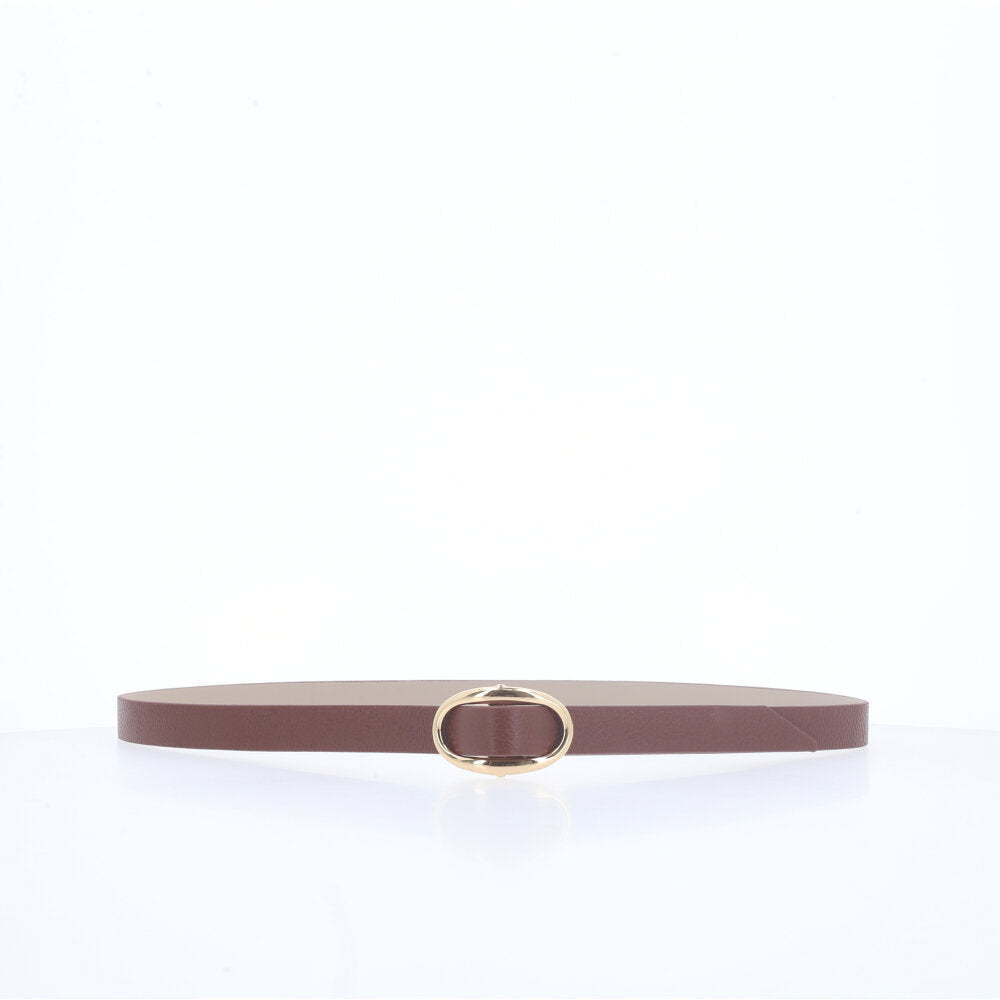 Cinto de Couro com Fivela de Metal Marrom