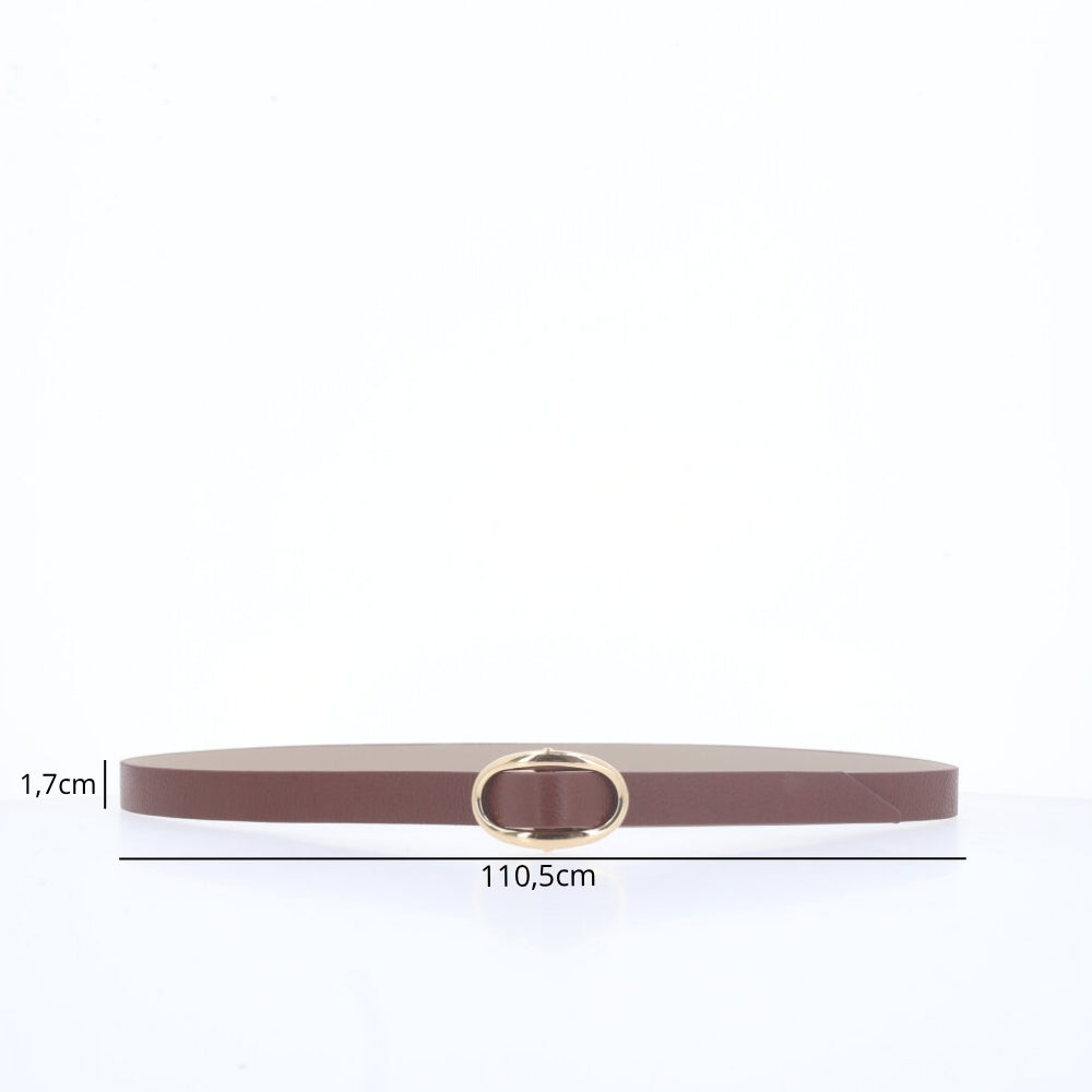 Cinto de Couro com Fivela de Metal Marrom