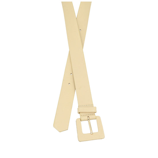 Cinto Feminino de Couro com Fivela Quadrada Encapada Amarelo
