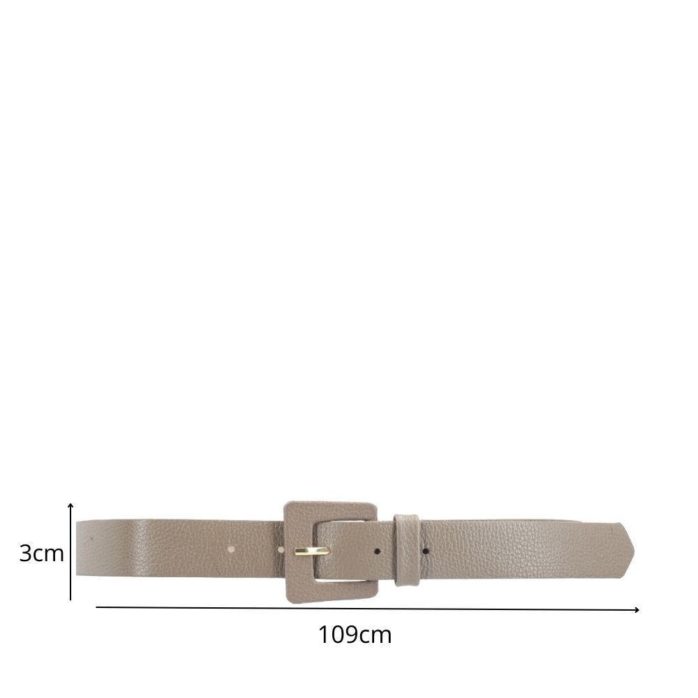 Cinto Feminino de Couro com Fivela Quadrada Encapada Cinza