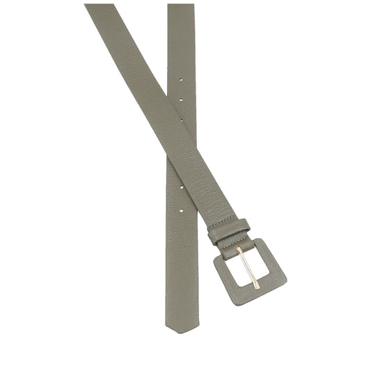 Cinto Feminino de Couro com Fivela Quadrada Encapada Verde