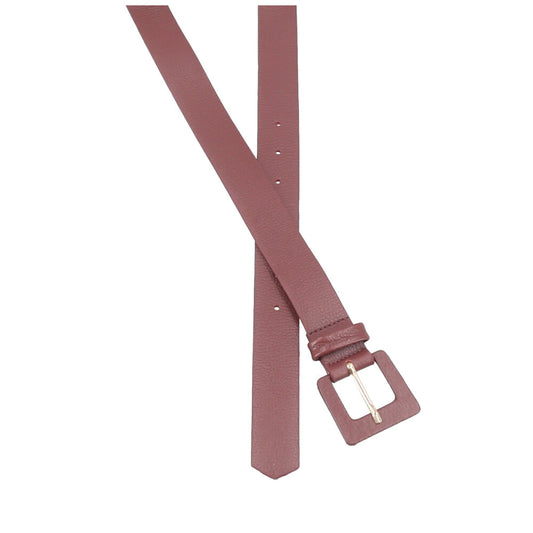 Cinto Feminino de Couro com Fivela Quadrada Encapada Vinho