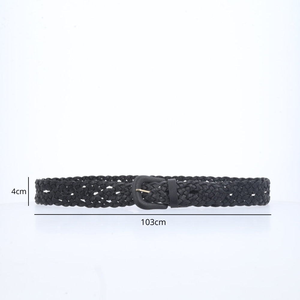 Cinto Trançado em Couro Preto