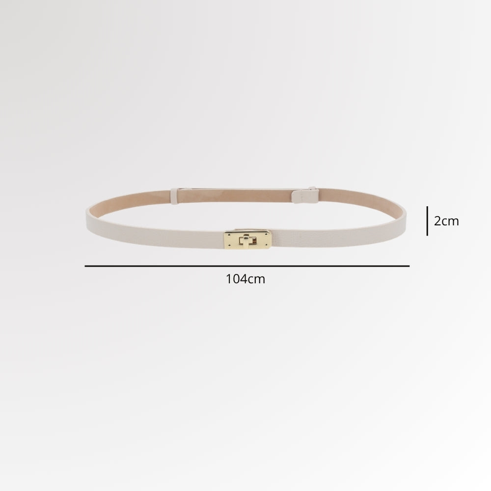 Cinto de Couro com Fecho Minimalista Marfim