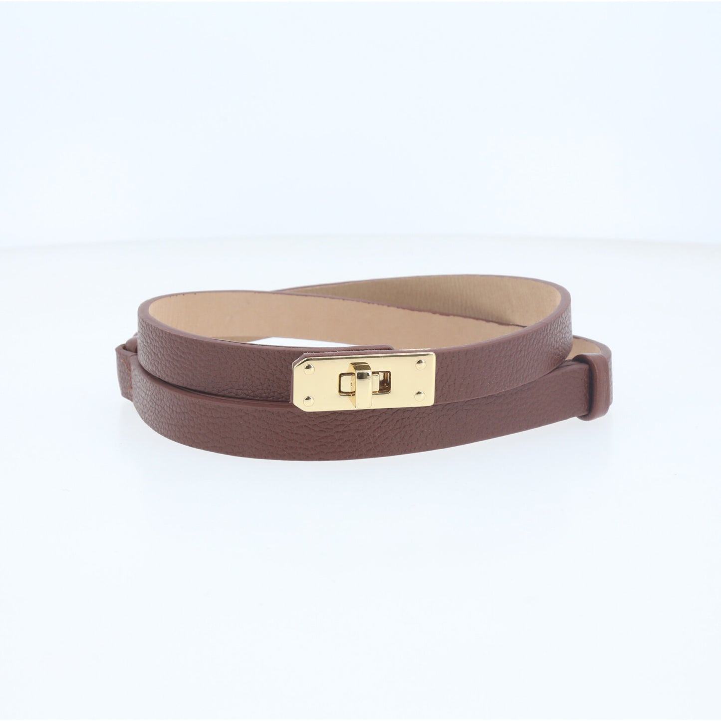 Cinto de Couro com Fecho Minimalista Marrom