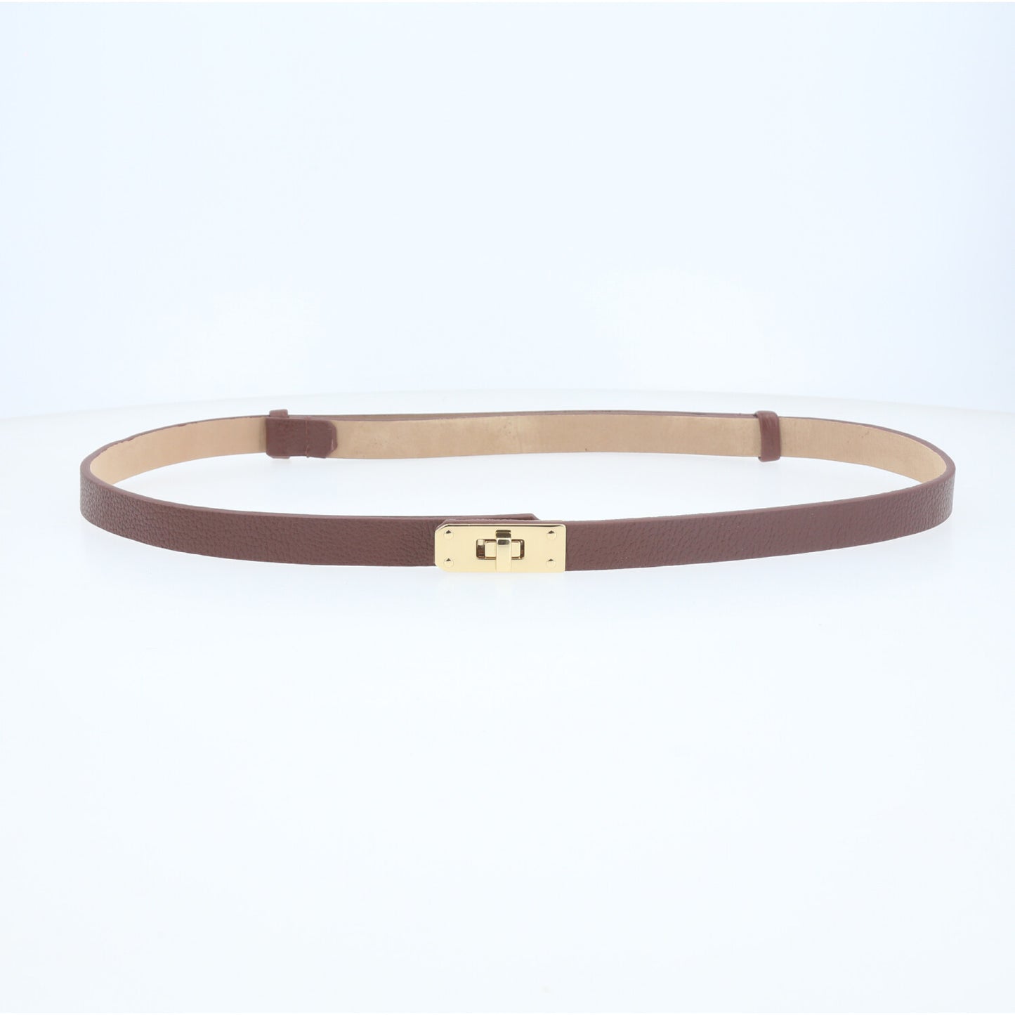 Cinto de Couro com Fecho Minimalista Marrom