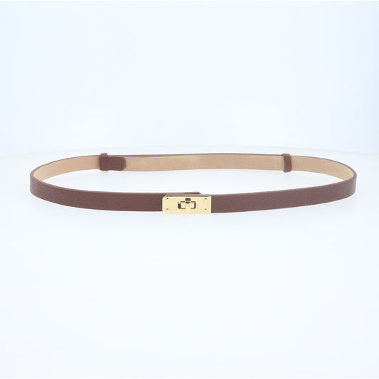 Cinto de Couro com Fecho Minimalista Marrom