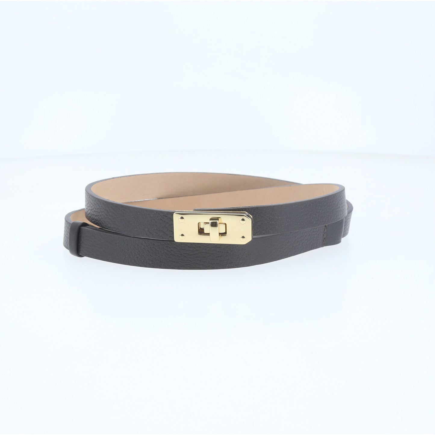Cinto de Couro com Fecho Minimalista Marrom escuro