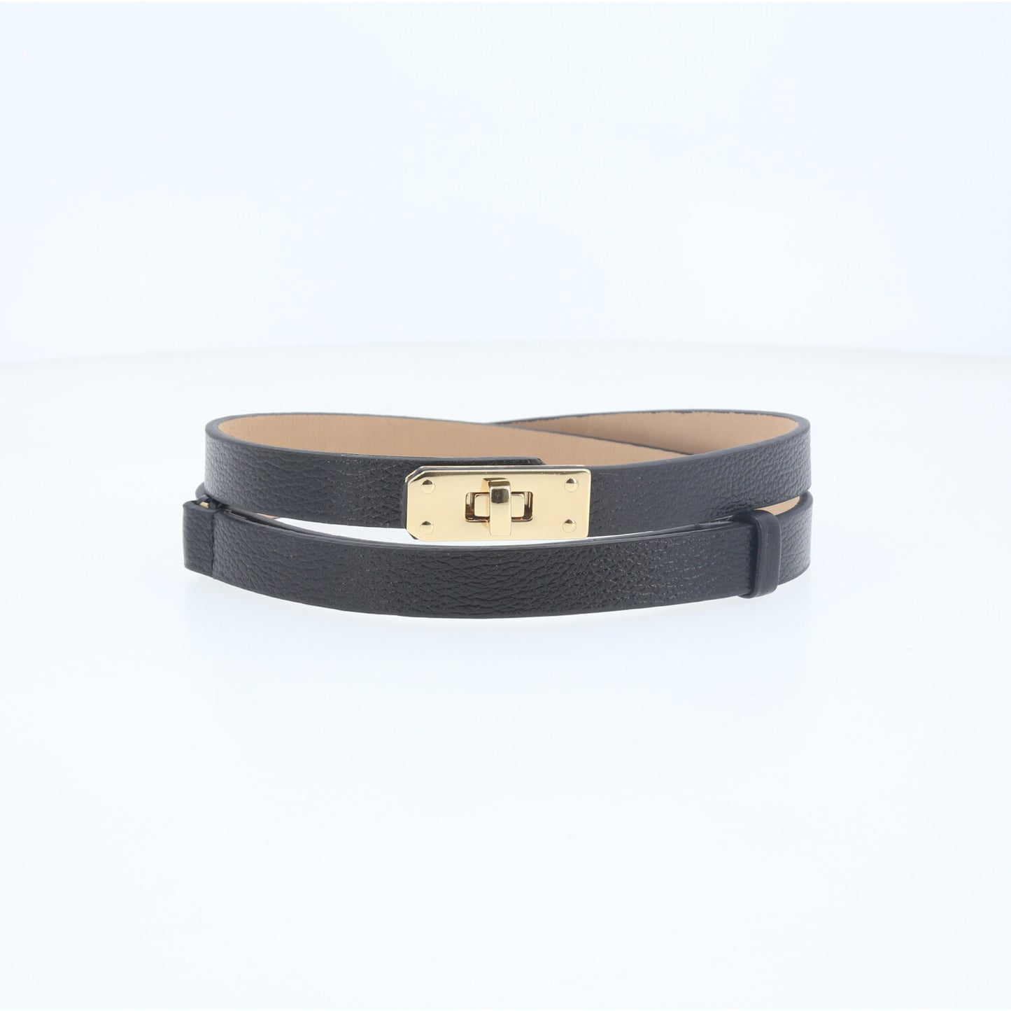 Cinto de Couro com Fecho Minimalista Preto