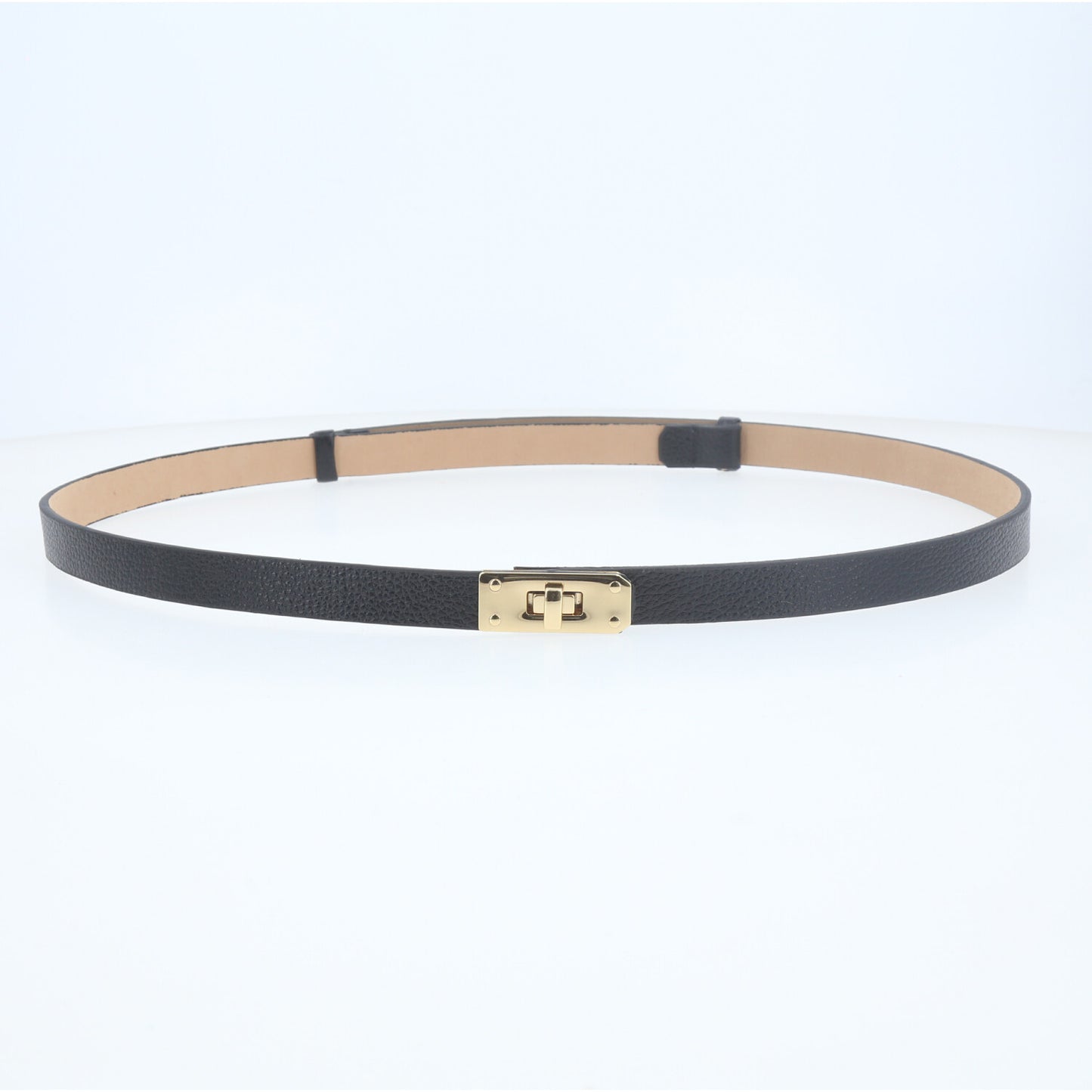 Cinto de Couro com Fecho Minimalista Preto