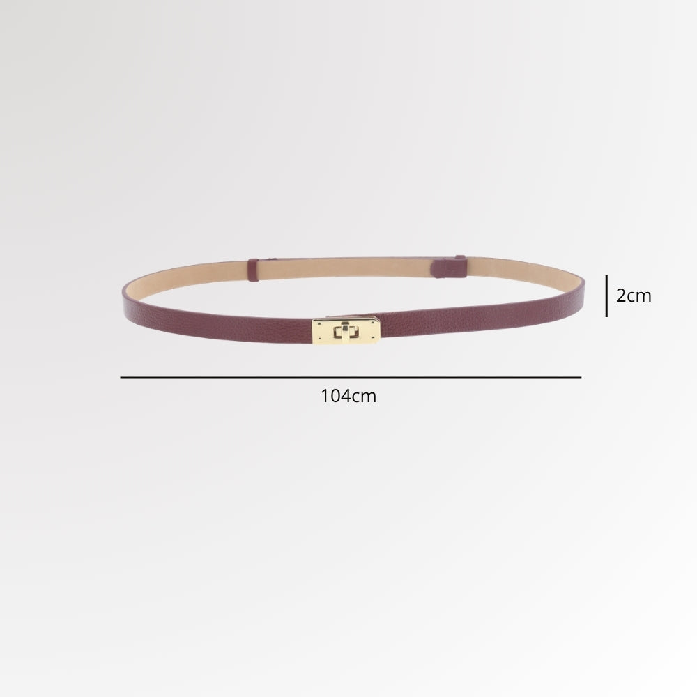Cinto de Couro com Fecho Minimalista Vinho