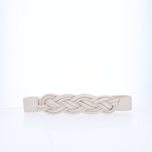 Cinto de Elástico com Couro Marfim