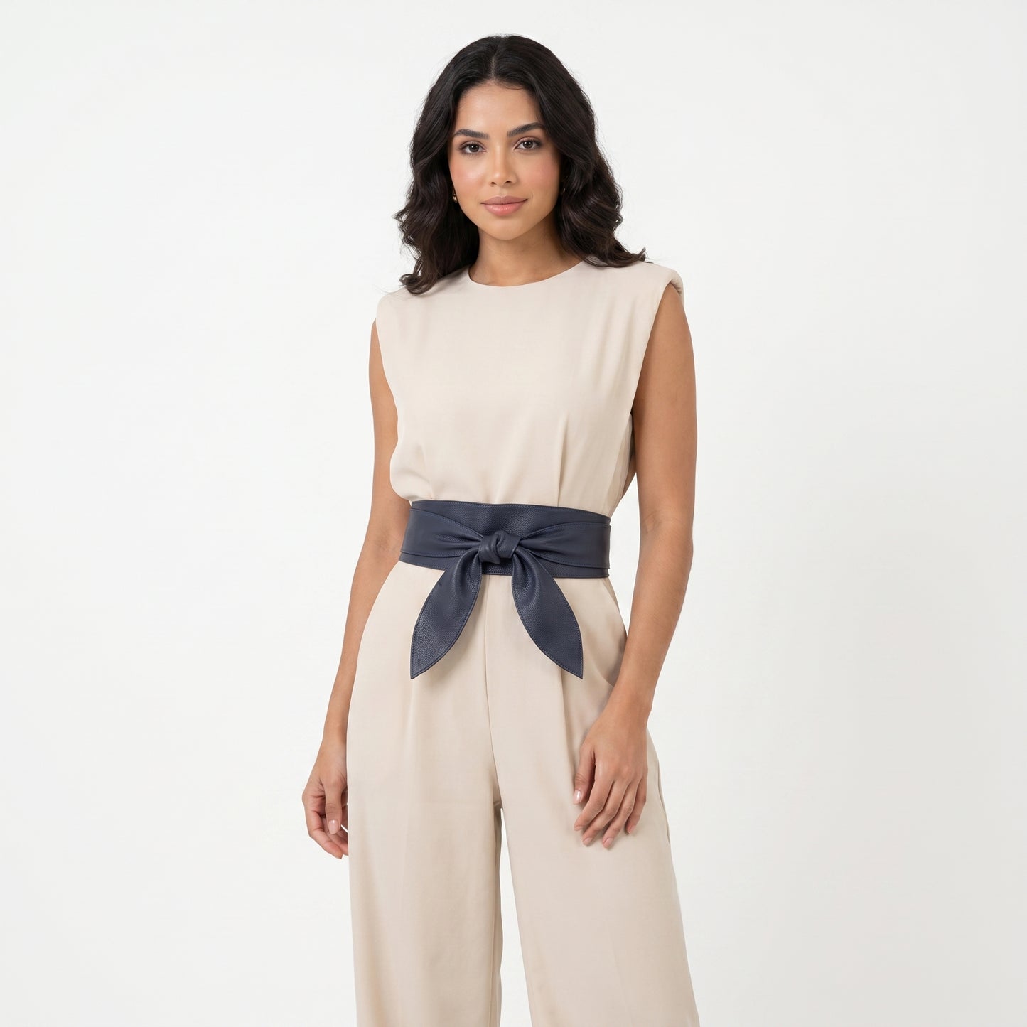 Cinto Faixa Feminino em Couro Legítimo Azul escuro