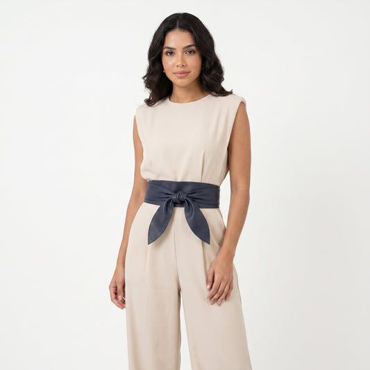 Cinto Faixa Feminino em Couro Legítimo Azul escuro
